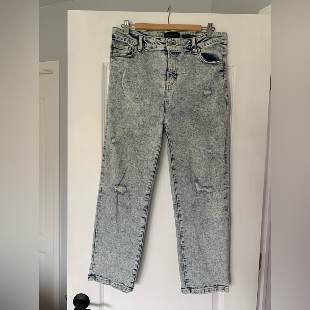 Kendall + Kylie Icon High Rise Jeans Women's Blue Acid Wash Straight Leg
